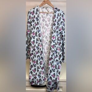 Honeyme Multicolor Leopard Print open cardigan sz Med